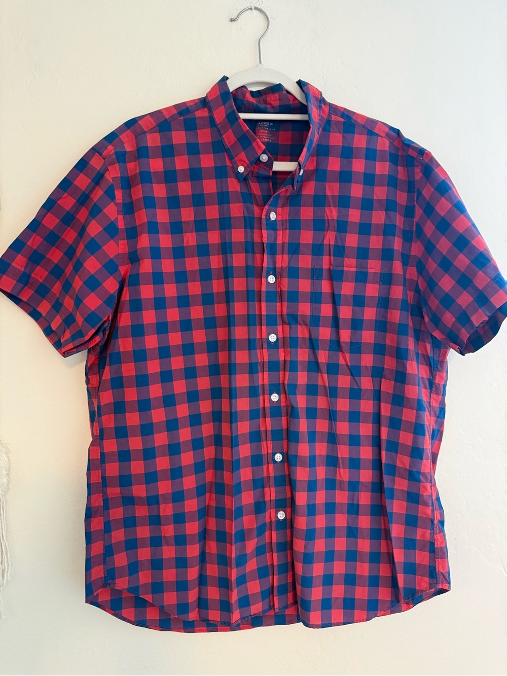 J. Crew Lightweight Plaid Button-Up Shirt in Red and Blue